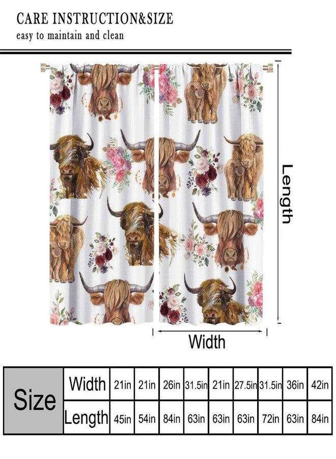 YSWOW Highland Cow Curtains Western Farmhouse Cute Highland Cattle Art Printed Blackout Window Drapes for Bedroom Kitchen Decor Fabric Set 2 Panel 42x45 Inch 30% Shading Rate - Image 2